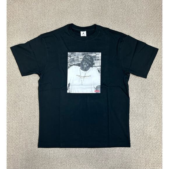 Supreme X Jordan Biggie Black Tee / Size M / Brand New - Picture 1 of 8